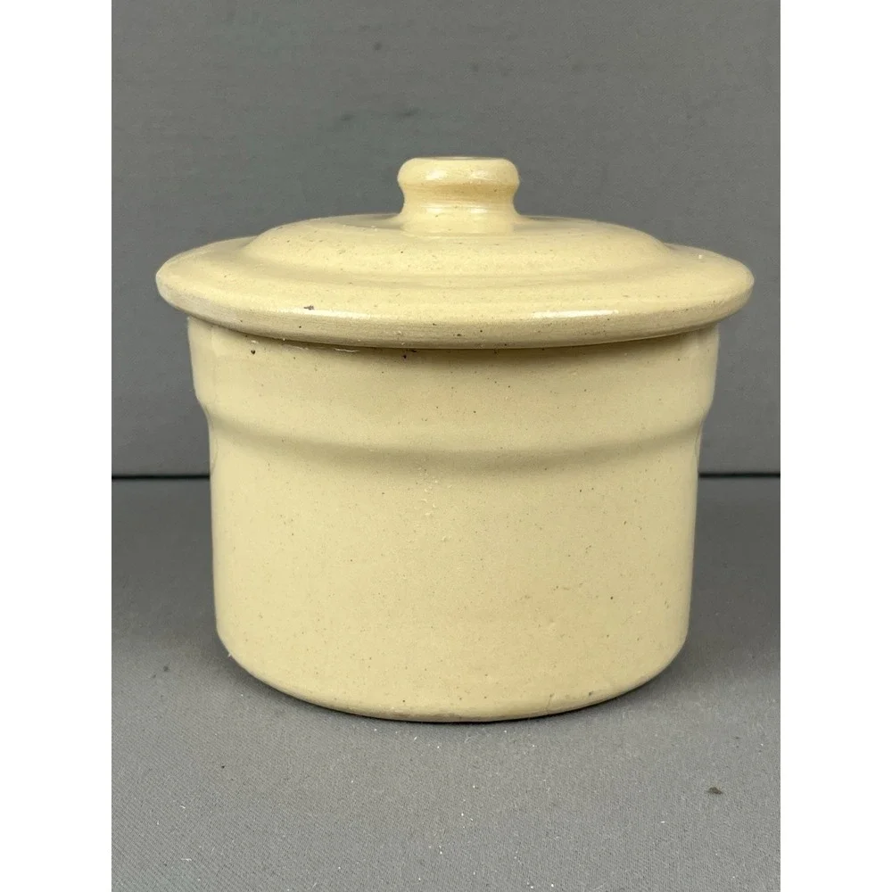 Grover Farms Fresh Butter‎  Vintage Pottery Crock Yellow Cow Advertising